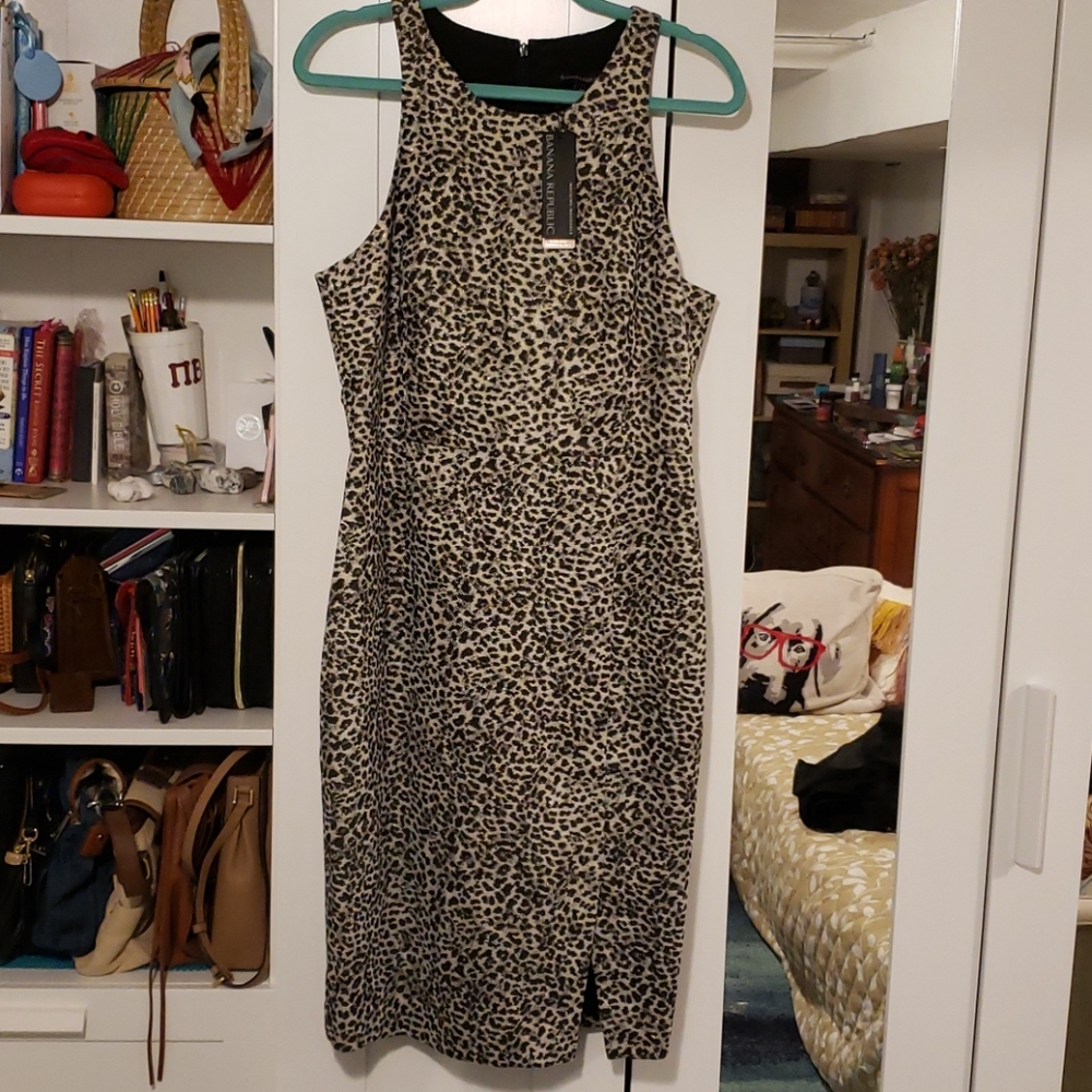 Banana Republic Leopard Print Fitted Dress (Sz 14)
